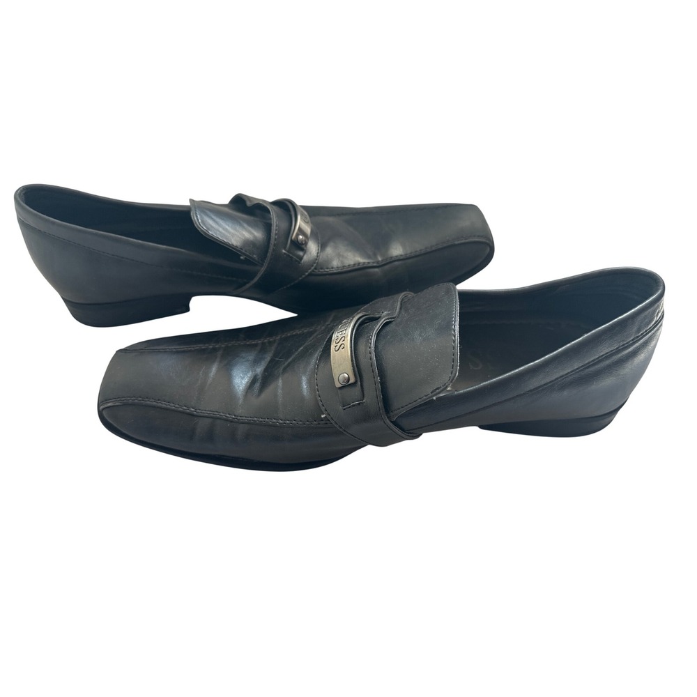 Guess Loafers Dress Shoes Slip On Square Toe Black Leather Men's Size‎ 11 Career